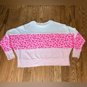 Cabana by Crown & Ivy Leopard Colorblock Sweatshirt XL